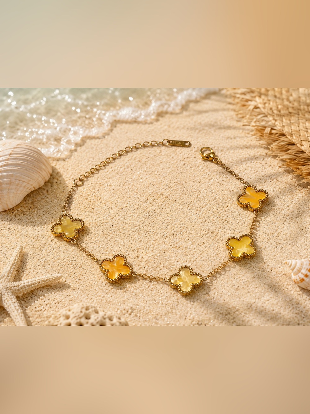 Gold-Tone Yellow Clover Link Bracelet